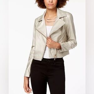 NWT Armani Exchange Women's Metallic Faux Leather Jacket